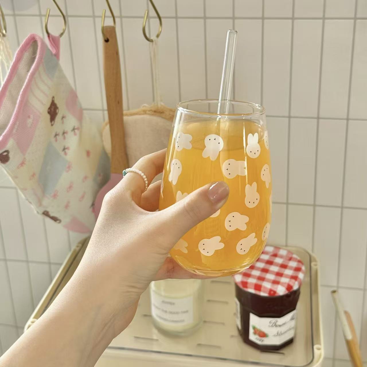 Cute Miffy Rabbit Printed Glas - Coffee Tea Hot 评论和价格