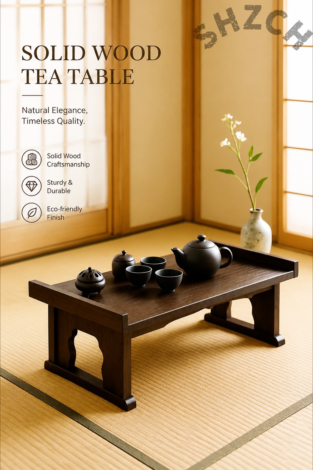 Foldable Low Wooden Tea Table  - Coffee Tea Or 评论和价格